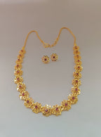 Bakul Haar Pink stone studded set for Girls.
Gold plated brass necklace with matching earrings in micro finish.Adorn your princess with head to toe premium quality handcrafted accessories made from allergy free, best quality materials.
