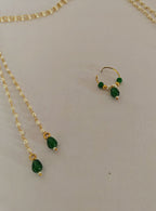 Pearls with Green glass beads Mundavali and bhikbali combo for batu/groom.Mundavalya,kanthi,bhikbali,topi,pagdi are boys accessories exclusively designed using Pearls,glass beads,jadau & gold plated findings for Batu,for Upanayan/Vratabandha/munj /thread ceremony.