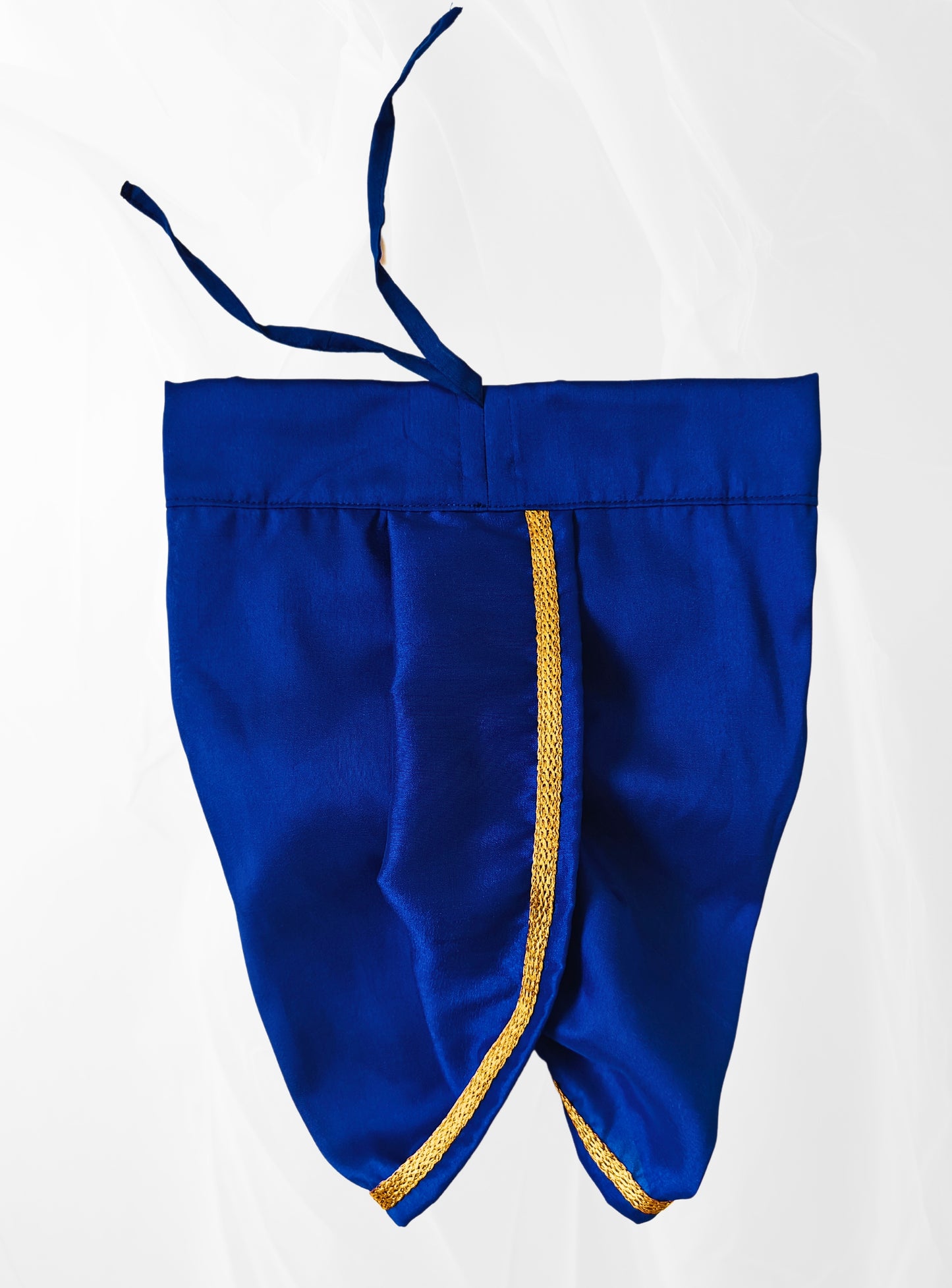 Royal Blue Dupion Silk Dhoti with Golden Border