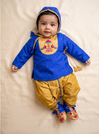 Rajas Baby Boy 4 Piece Royal Blue Paithani Set