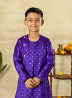 Royal Purple Raw Silk Asymmetric Short Kurta