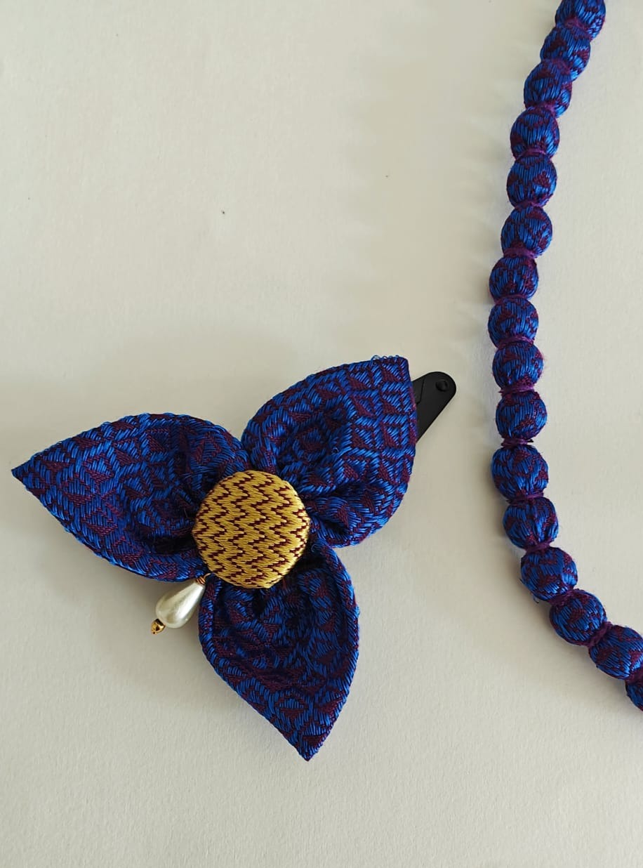 Accessories gifts fancy traditional ethnic for kids trendy handmade fabric accessories brocade handcrafted matching assorted mix n match pearl multicolour metal golden party wear beaded glass beads trendy gold plated earrings pendant    
