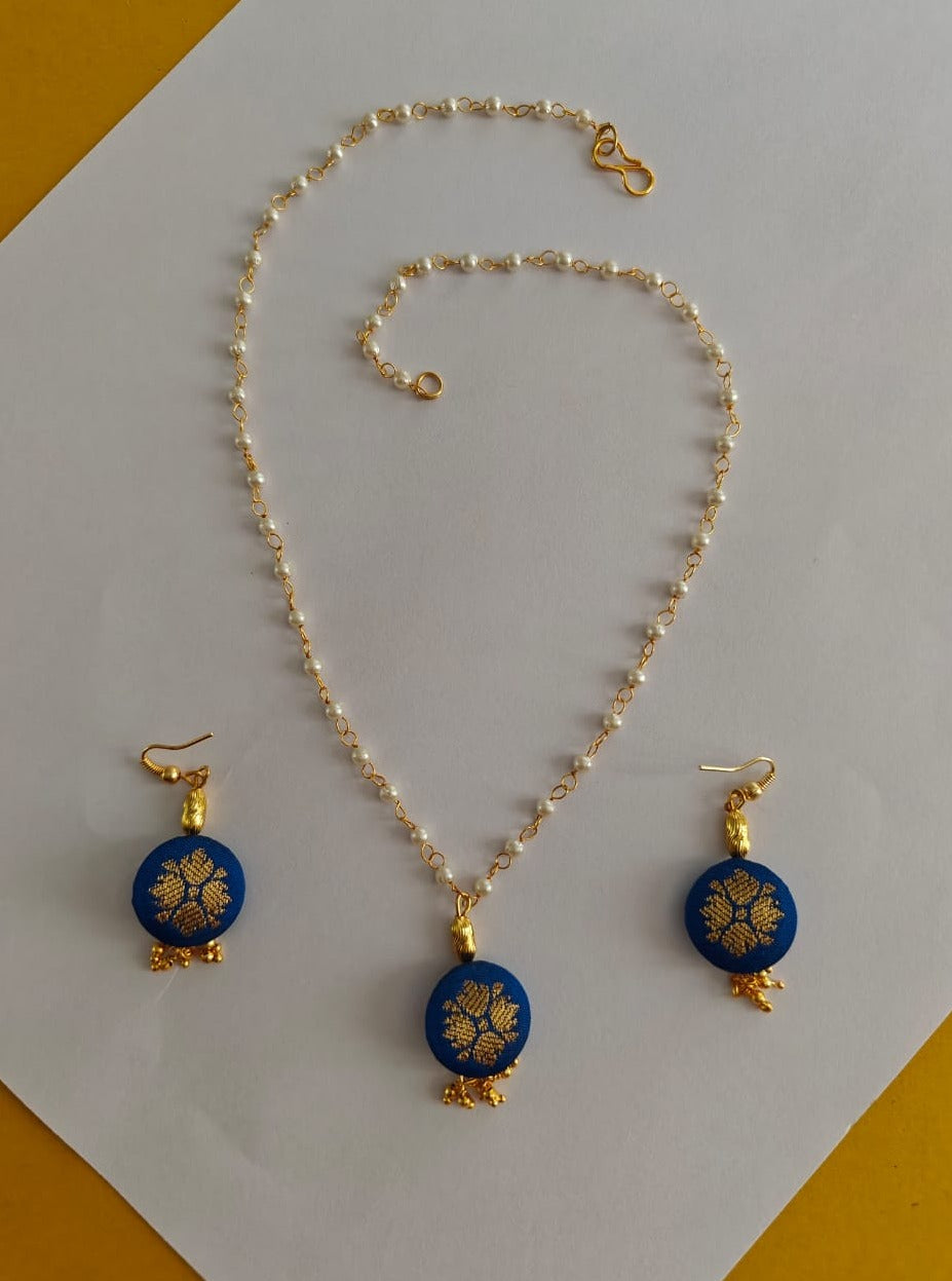 Accessories gifts fancy traditional ethnic for kids trendy handmade fabric accessories brocade handcrafted matching assorted mix n match pearl multicolour metal golden party wear beaded glass beads trendy gold plated earrings pendant    