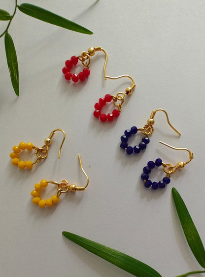 Crystal Dangling Earrings Set of 3 Accessories gifts fancy traditional ethnic trendy handmade accessories handcrafted matching assorted mix n match pearl multicolour metal golden nath nose pin nathani Marathi gold plated Maharashtrian accessory zumka jhumka moti vel single layer double layer dangling 