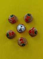 Paithani Fabric buttons/embellishments/adornments - Set Paithani Fabric buttons add a touch of elegance to any attire, whether it's traditional or contemporary !! Set consist of 6 ready to use buttons !