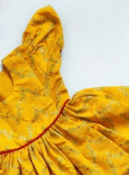 Shubha Yellow Brocade Silk Baby Girl Dress with Headband