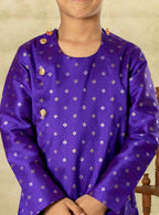 Royal Purple Raw Silk Asymmetric Short Kurta