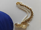 White Kundan big sized  Pagadi Brooch with Pearls and stones Maala attachment for Batu\ Groom