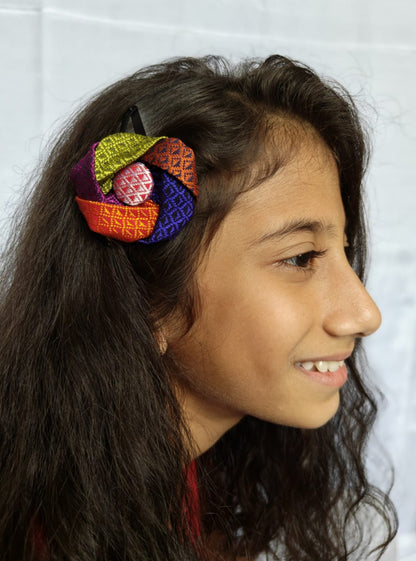 Accessories gifts fancy traditional ethnic hair accessories for kids trendy handmade hair clip fabric hair accessories hair band head band brocade handcrafted hair pin hair accessory tic-tac clips matching assorted mix n match pearl multicolour metal golden bow rubber band      