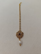 Stone studded mangtika / bindi / bhor with stone chain for Girls