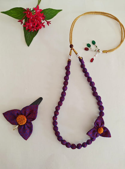 Accessories gifts fancy traditional ethnic for kids trendy handmade fabric accessories brocade handcrafted matching assorted mix n match pearl multicolour metal golden party wear beaded glass beads trendy gold plated earrings pendant    