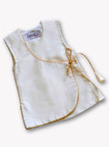 White Taffeta Silk Sleeveless Gota Patti Overlap Vest