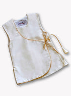 White Taffeta Silk Sleeveless Gota Patti Overlap Vest