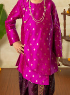 Magenta Raw Silk Asymmetric High Low Short Kurta