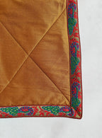 Golden Cotton Silk quilted Baby Mat with intricate paithani border all around for Newborn