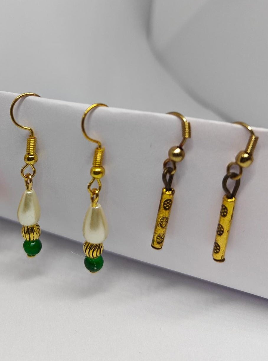 Accessories gifts fancy traditional ethnic trendy handmade accessories handcrafted matching assorted mix n match pearl multicolour metal golden nath nose pin nathani Marathi gold plated Maharashtrian accessory zumka jhumka moti vel single layer double layer dangling 