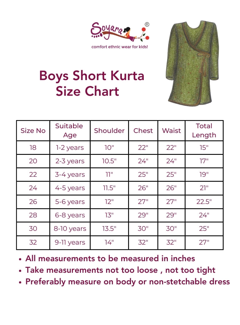 Beige raw silk jari butta, Angarkha short kurta with Paithani yoke for Batu