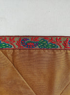 Golden Cotton Silk quilted Baby Mat with intricate paithani border all around for Newborn