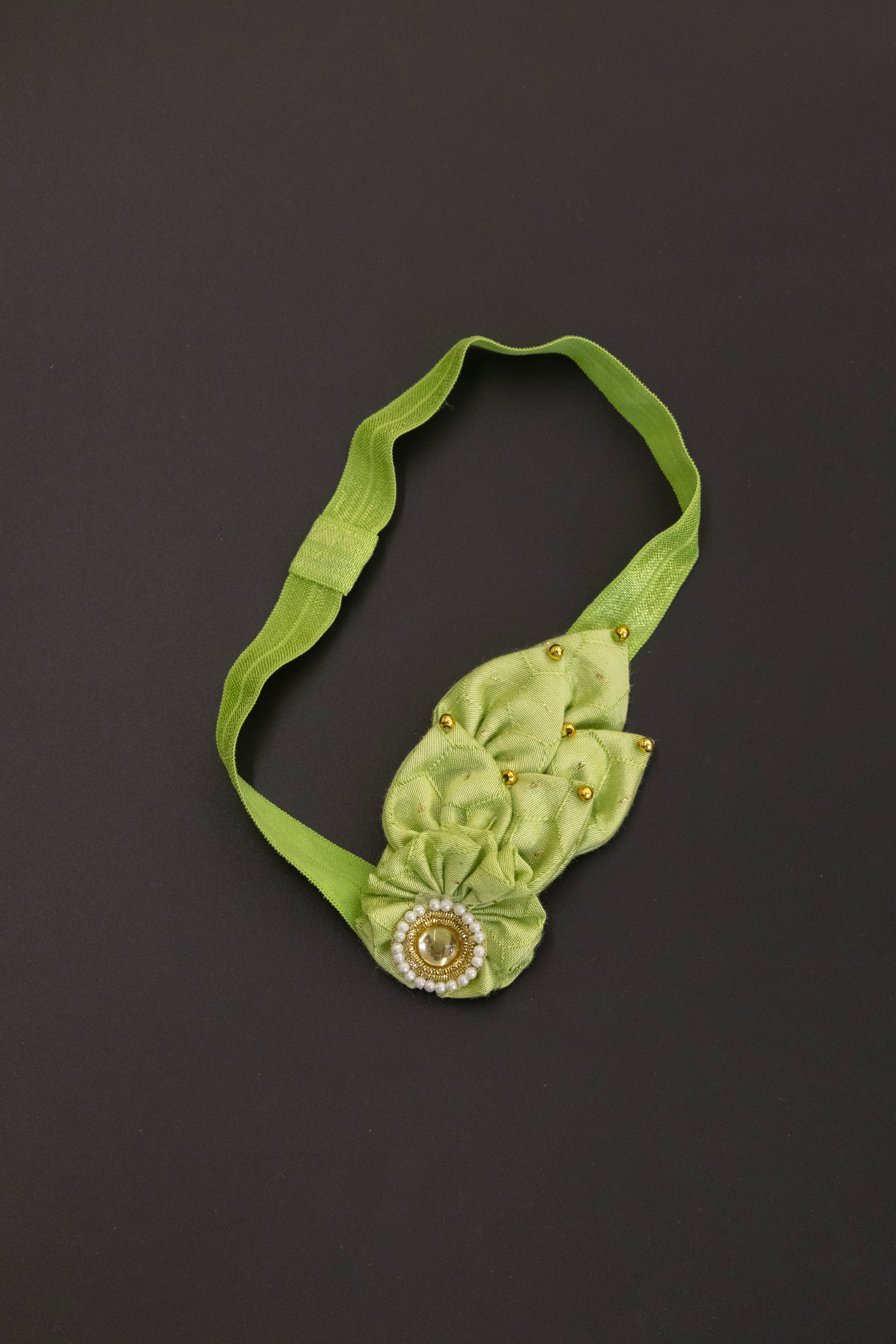 Lime Green Bunch of Flowers Stretchable headband for baby girl (Copy)