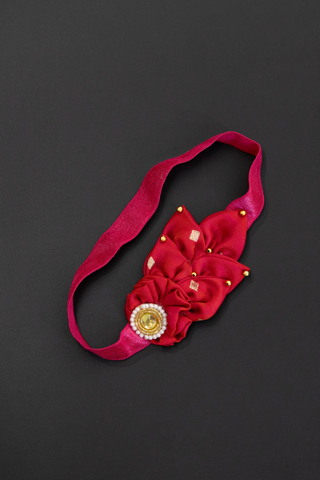 Scarlet Red Bunch of Flowers Stretchable headband for baby girl