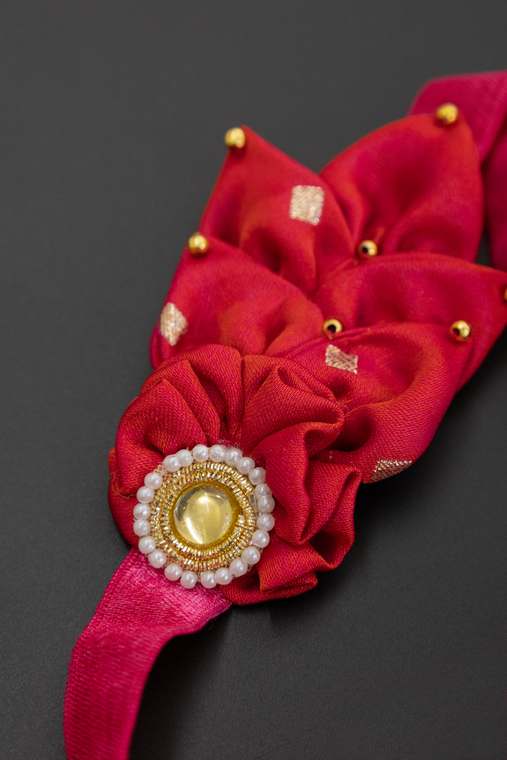 Scarlet Red Bunch of Flowers Stretchable headband for baby girl