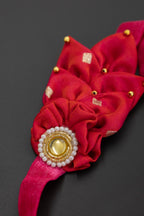 Scarlet Red Flower Bunch Elastic Headband For Baby Girl