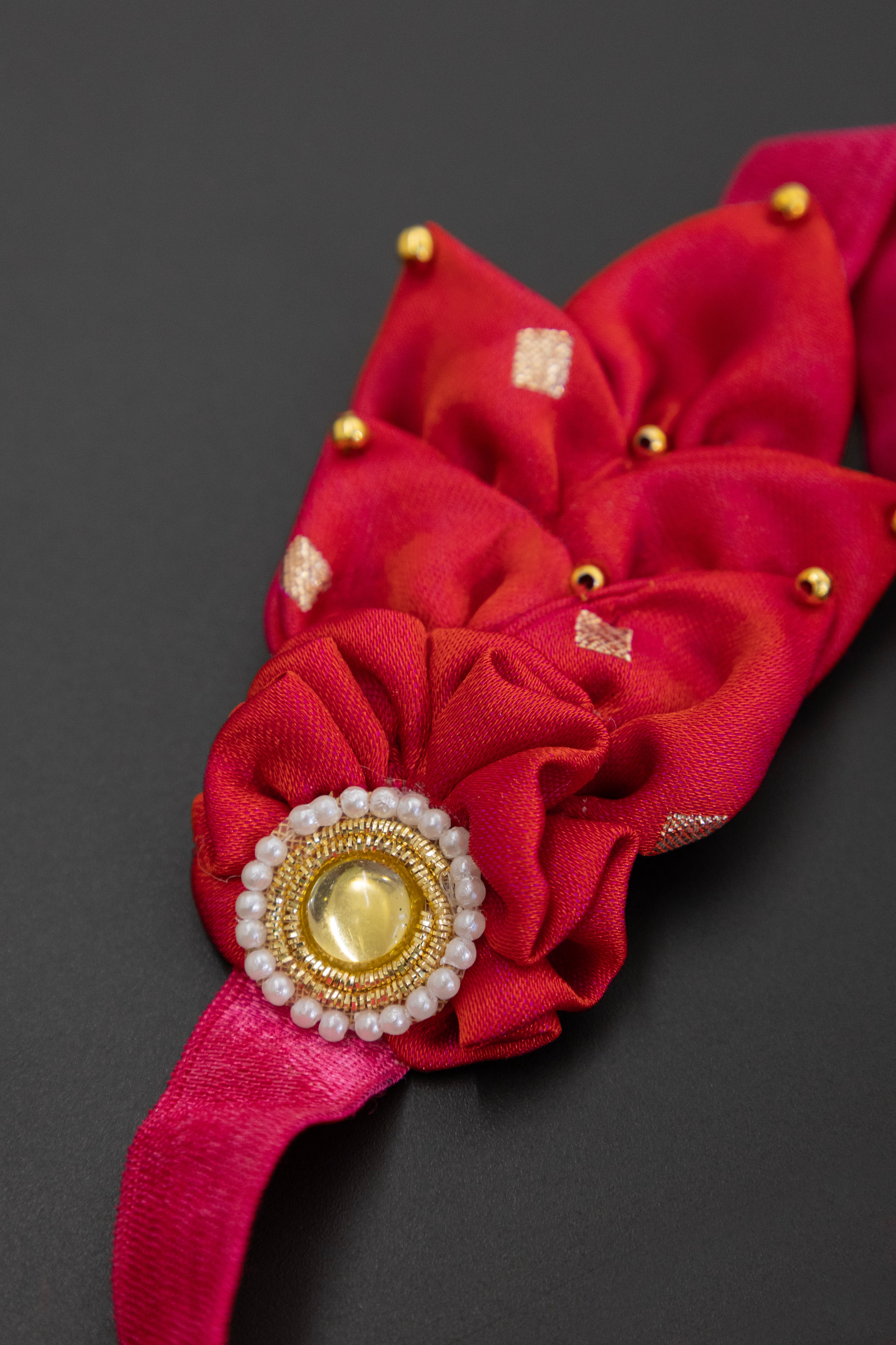 Scarlet Red Bunch of Flowers Stretchable headband for baby girl