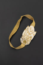 Ivory Flower Bunch Elastic Headband For Baby Girl