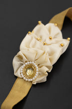 Ivory Flower Bunch Elastic Headband For Baby Girl