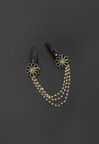 Triveni Black Pearl Triple Layer Flower Hair Clips
