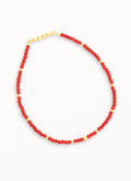 Blood Red glass beads necklace with golden findings and adjustable links and hook closure for Girls