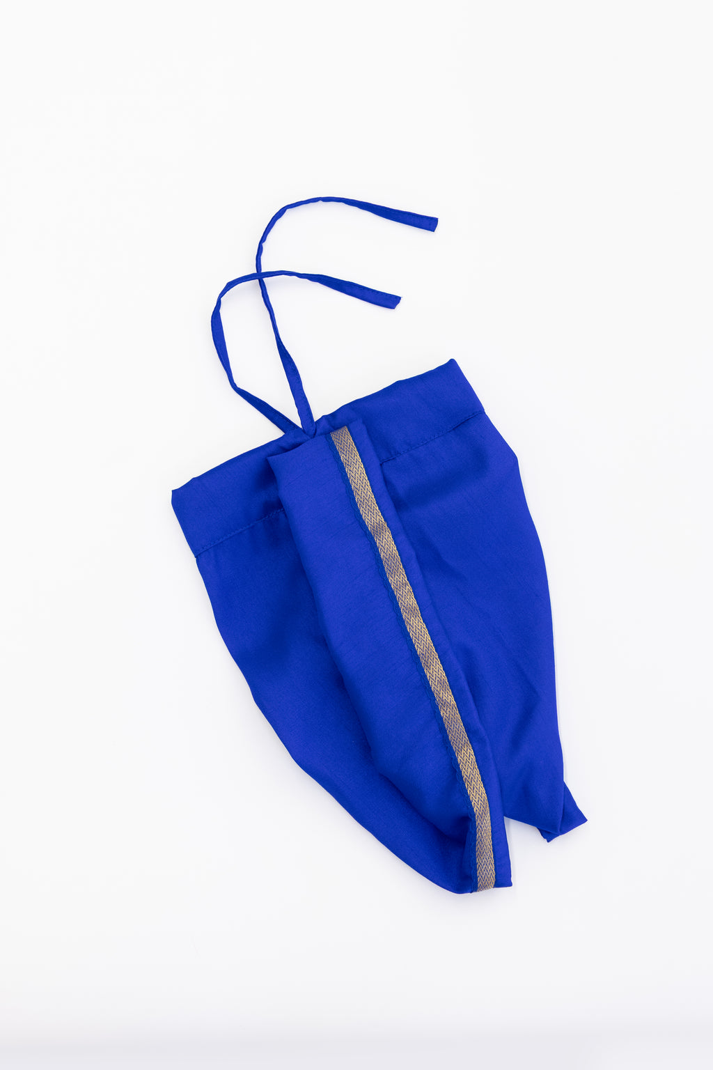 Royal Blue Crepe Silk Dhoti with Golden Border for Boys