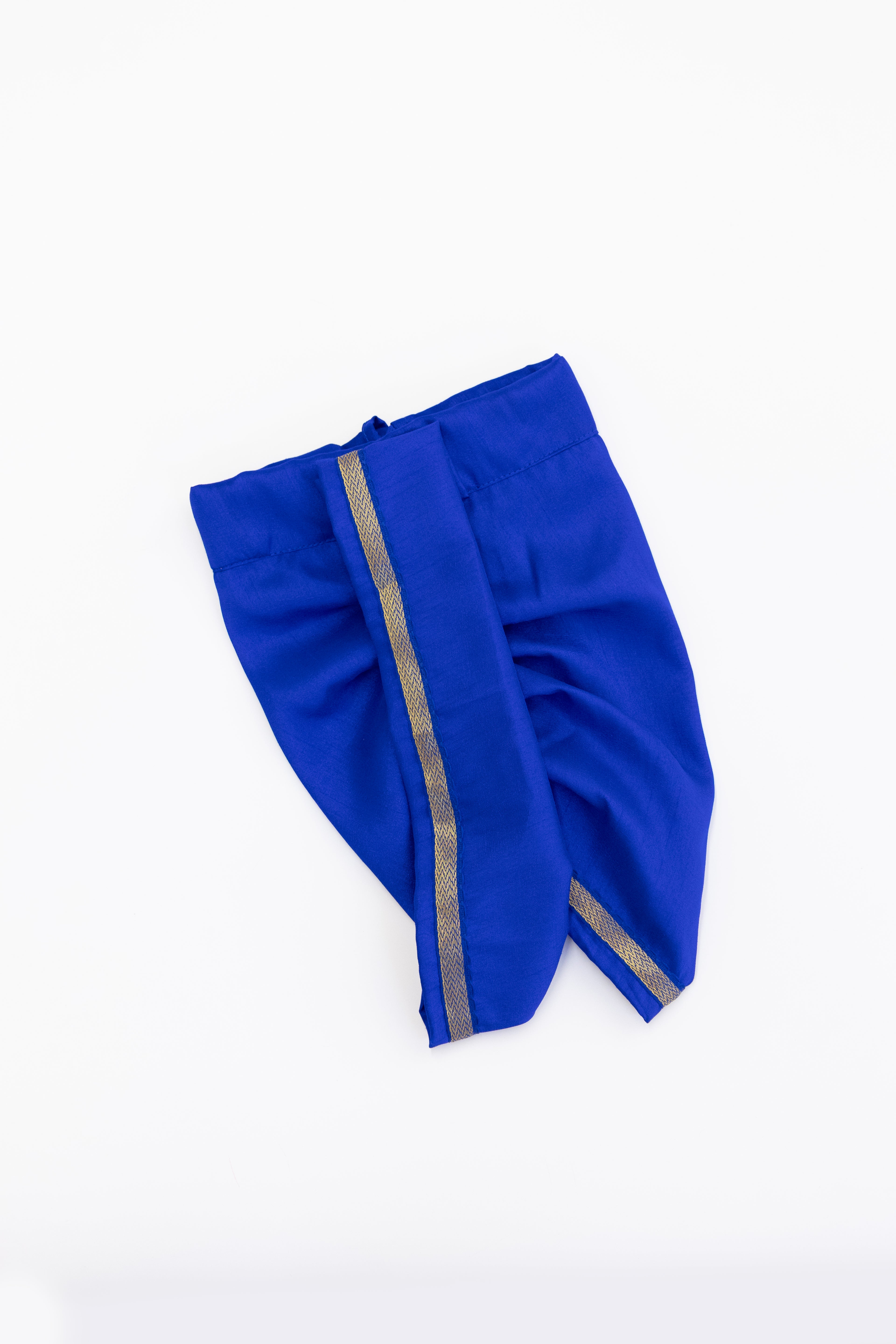 Royal Blue Crepe Silk Dhoti with Golden Border for Boys