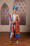 Blue mysore silk Sovale and Shela set with a premium broad paithani border for Batu