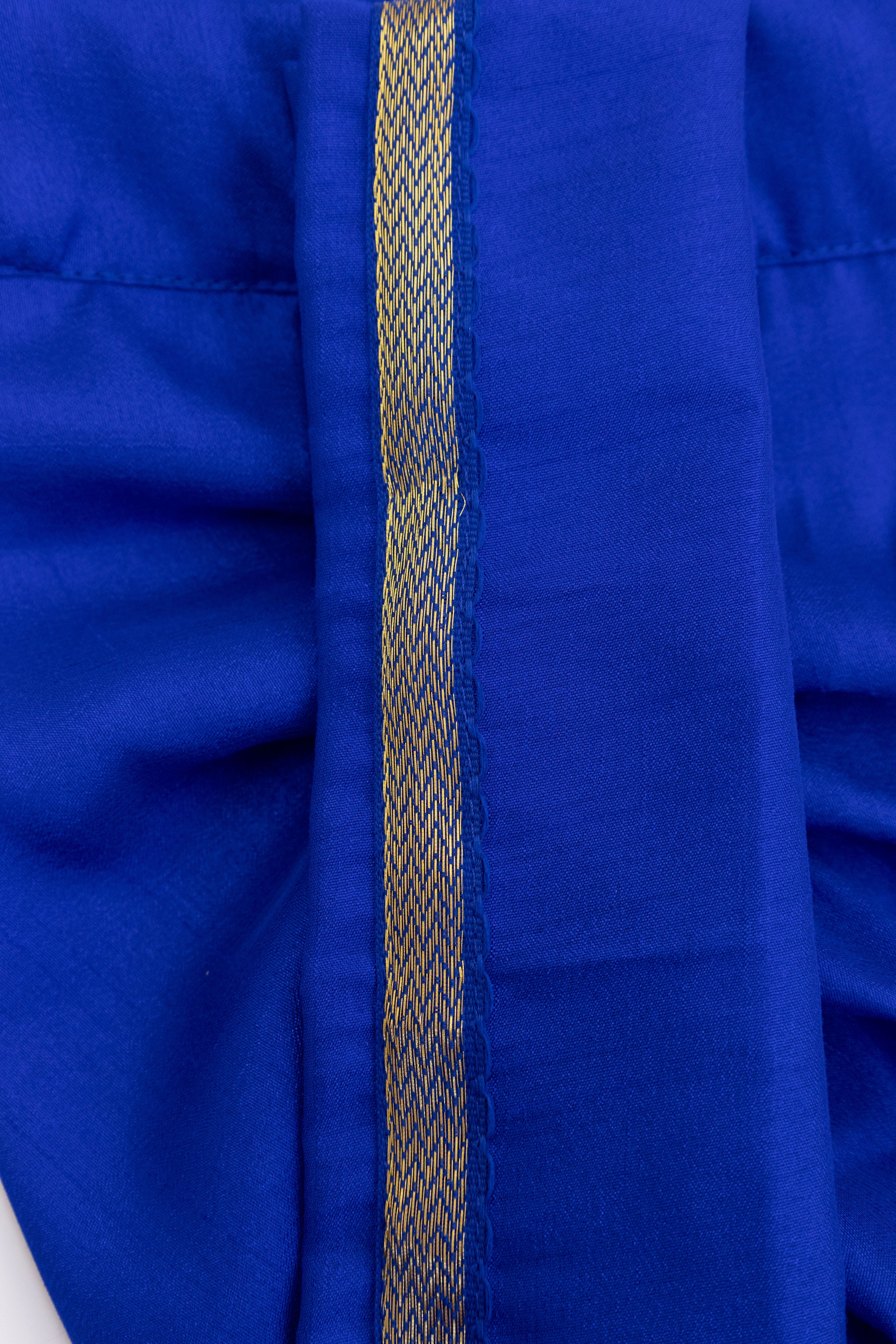 Royal Blue Crepe Silk Dhoti with Golden Border for Boys