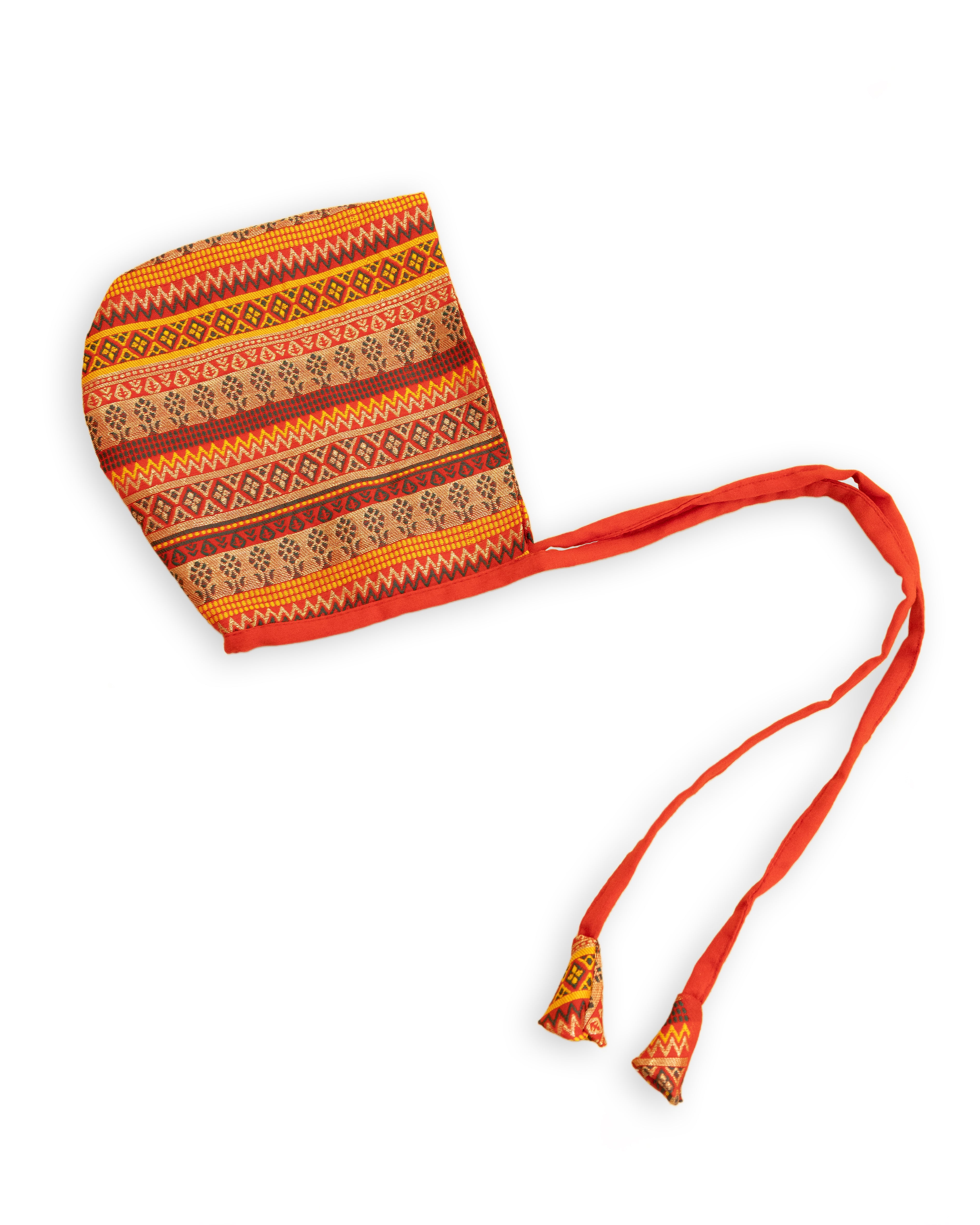 Red Premium Banarasi Brocade Bonnet &nbsp;/ Topade / Topi/ Baby Cap for New Born. A baby bonnet is a charming and timeless accessory designed to protect a baby's head. This Golden Banaras Brocade SIlk Brocade is a generic addition your newborn baby's wardrobe which can be teamed with any traditional attire.&nbsp;&nbsp;