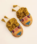 Premium quality Paithani brocade Blue patch unisex booties for newborn baby