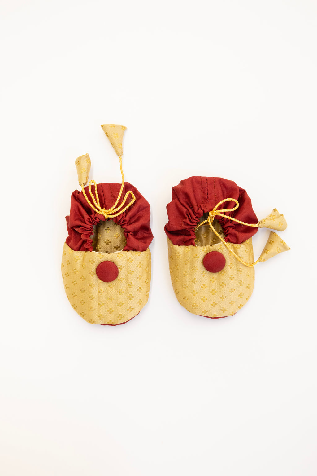 Alok set - Golden beige pure handloom banaras silk front open kurta and dhoti with accessories set for baby boy.