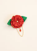 Handmade two layered fabric flower , pearls embellished brooch for kurta