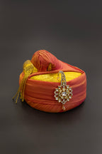 White Jadau Kundan Pagadi Brooch with Golden Beads