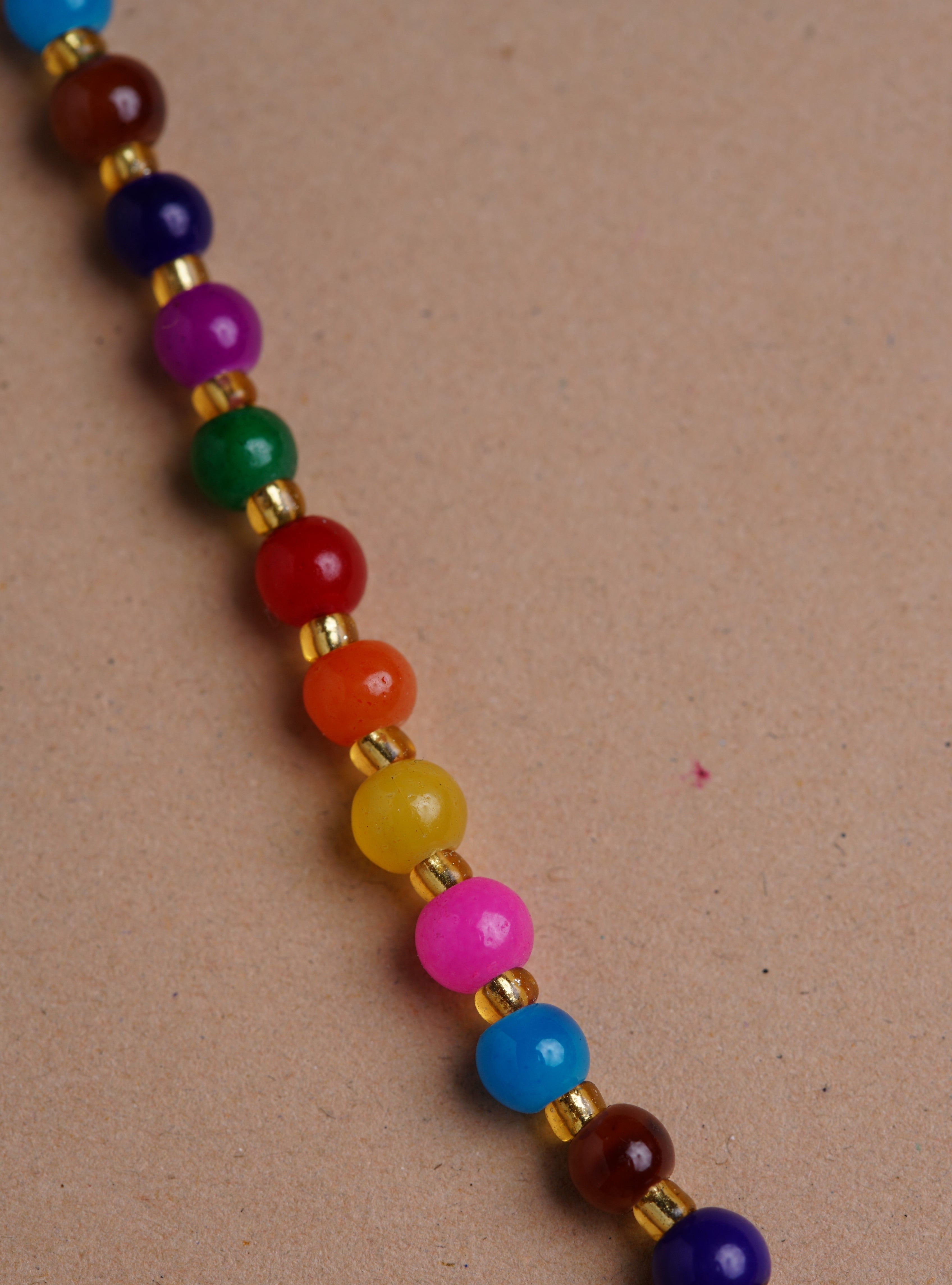 Beaded Multi Stone Candy Rainbow Necklace, 14K Gold Clasp – Roseark
