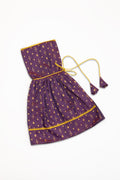 Magenta brocade silk unisex kunchi with beautiful golden lace for New Born Baby