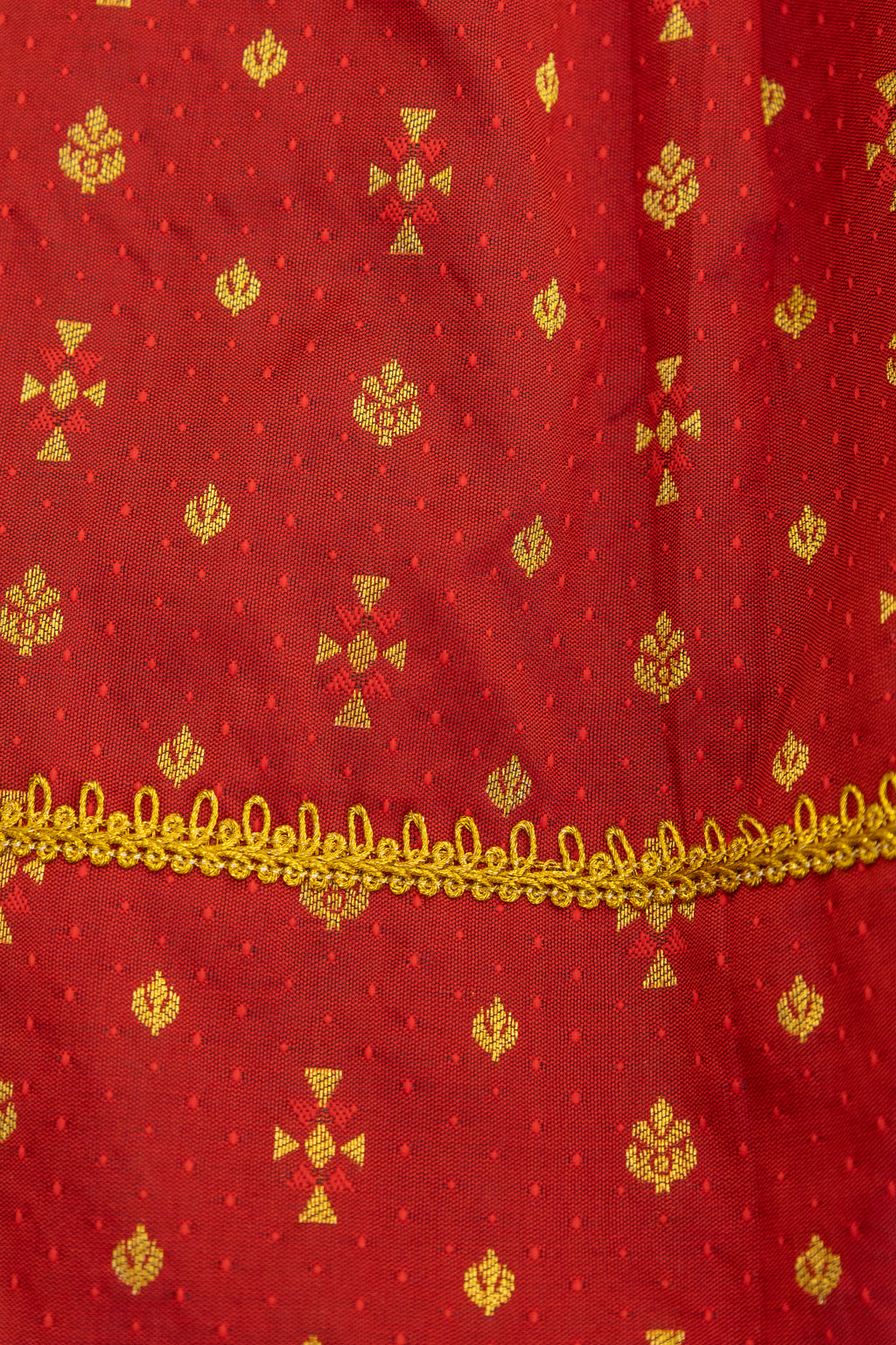 Maroon brocade silk unisex kunchi with beautiful golden lace for New Born Baby