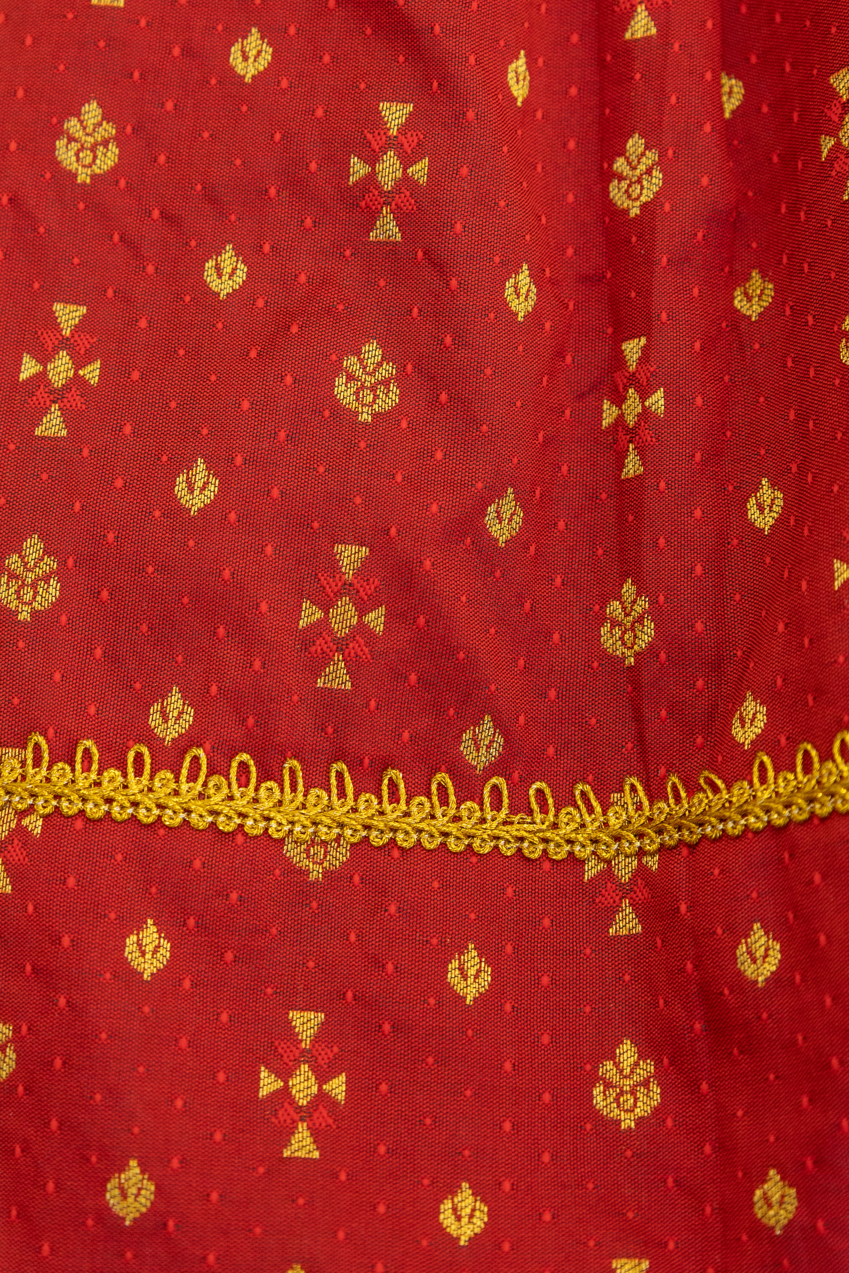 Newborn Unisex Maroon Brocade Silk Traditional Kunchi