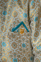 Sky blue premium handloom kimkhwab banarasi brocade silk sherwani set for Batu