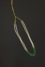 Semicultured Pearl Double Layer Kanthi with Green Oval clear glass beads for Batu