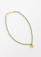 Glass Crystal Beads & Enameled Butterfly Pendant Necklace
