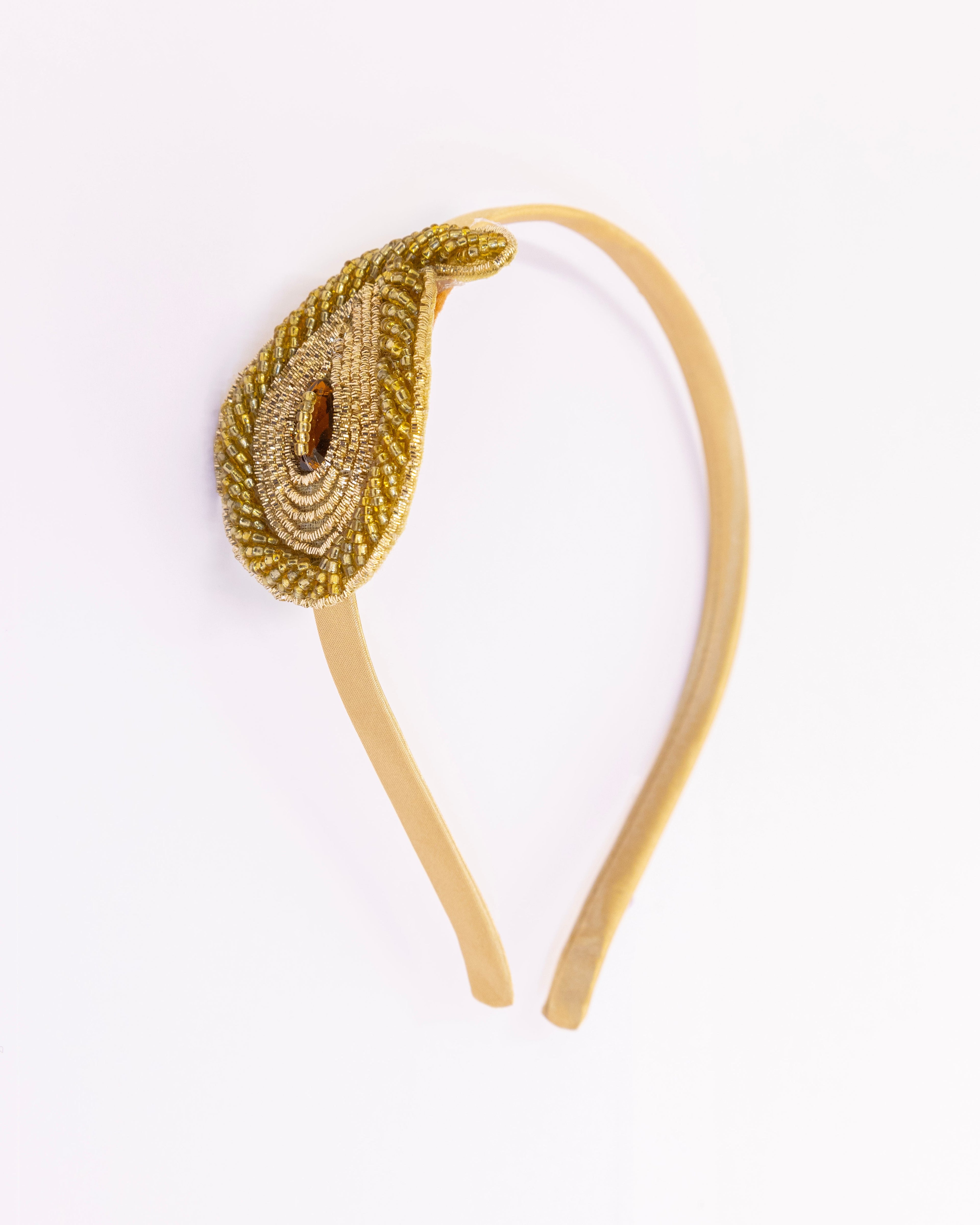 Golden Paisley shaped motif hairband for Girls
