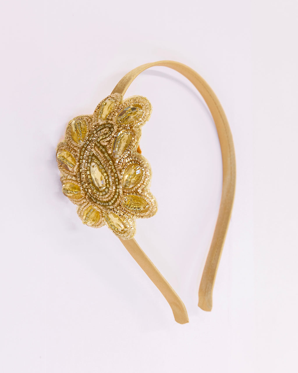 Golden big Paisley shaped motif hairband for Girls