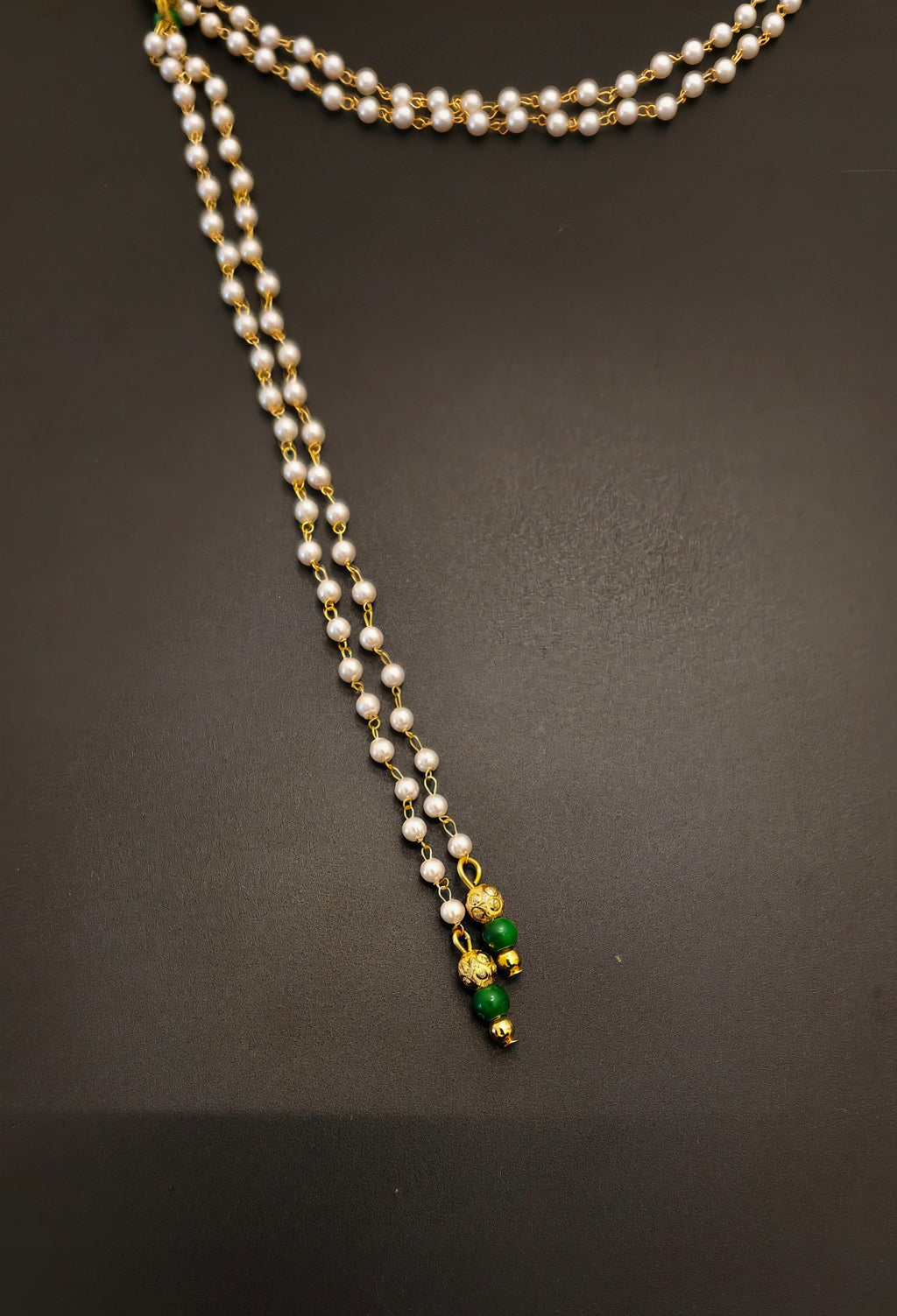 Pearls Mundavalya with Golden Finding and Colorful Glass Bead for Batu / Groom